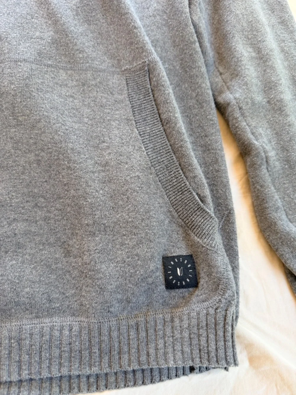 Linksoul Men's Cotton Cashmere Hoodie Sweater Gray Size L